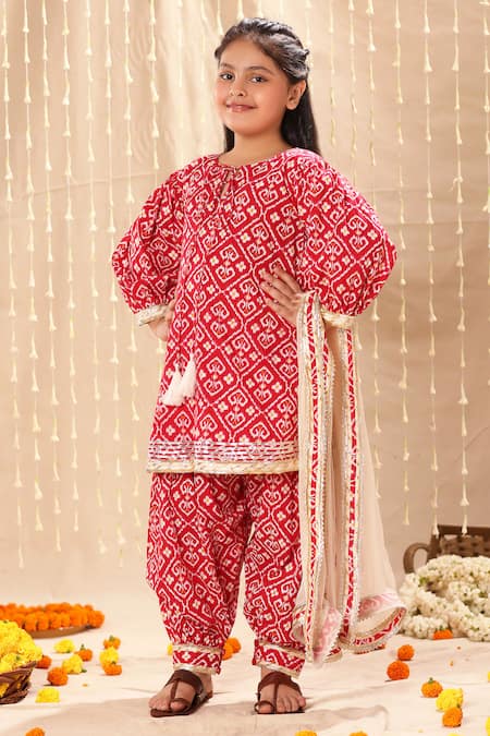 Littlecheer Jaipuri Ikat Handblock Print Kurta Set 