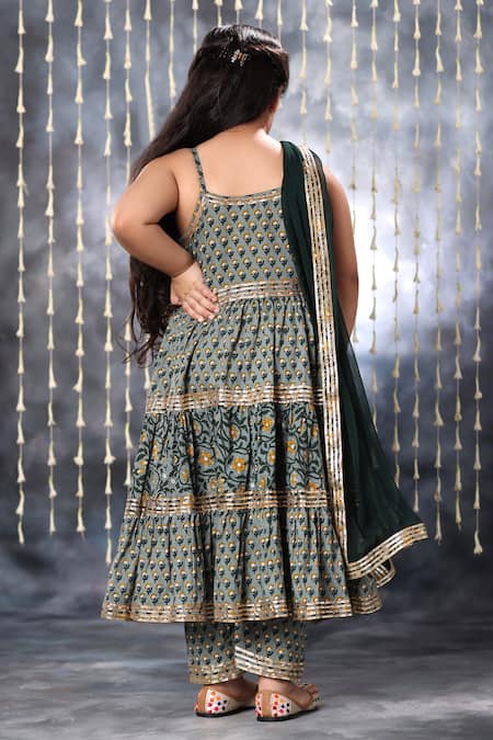 Littlecheer Jaipuri Blossom Garden Print Tiered Maxi Dress 