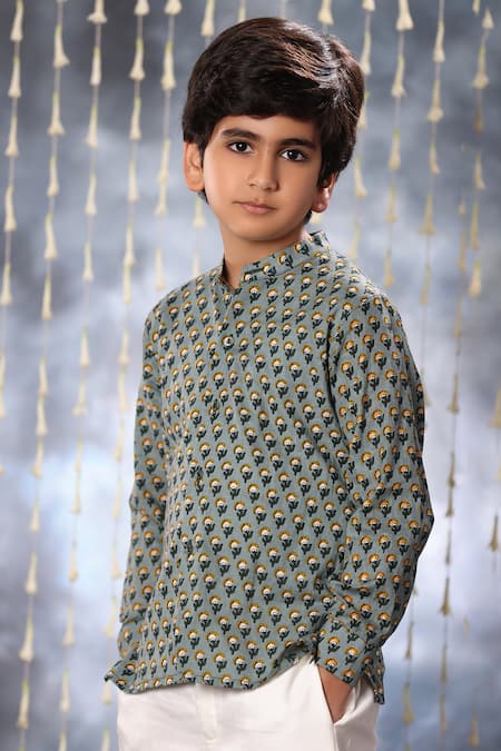 LittleCheer Blossom Handblock Print Shirt 