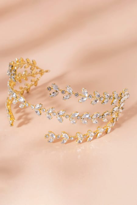 Floristaa By Mahek Gold Embroidery Embellished Headband 