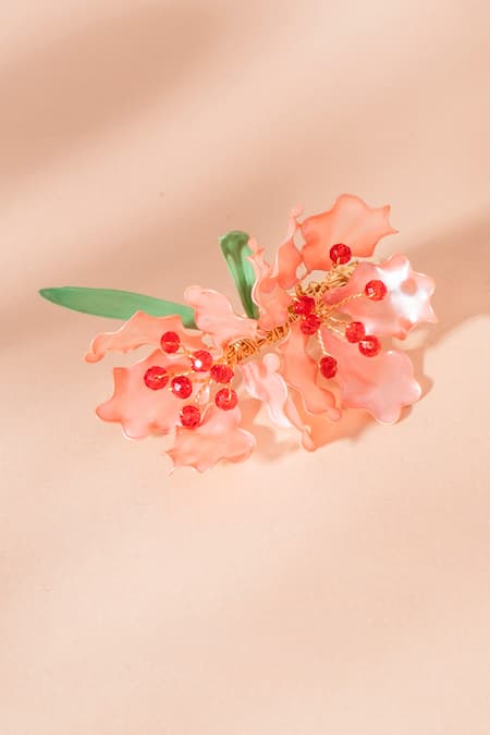 Buy Floristaa By Mahek Peach Beads Jadie Embellished Hairpins - Set Of 2 Online at Aza Fashions Buy_Floristaa By Mahek_Peach Beads Jadie Embellished Hairpins - Set Of 2 _Online_at_Aza_Fashions