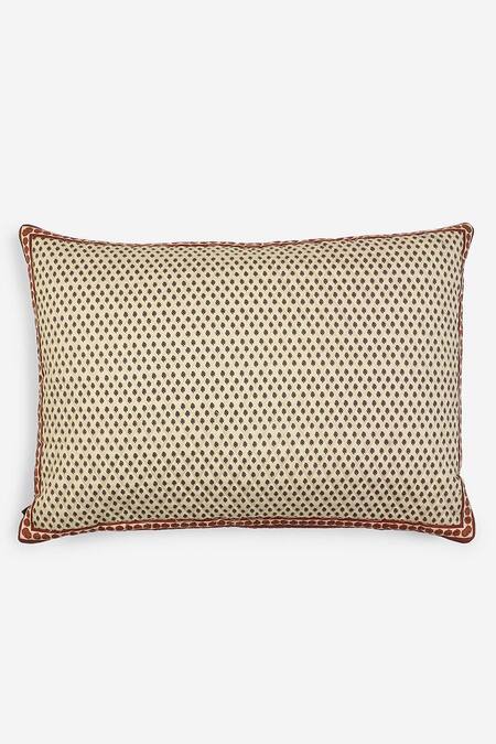 Shop Ritu Kumar White Print Kashmiri Booti Pillow Sham With Filler at Aza Fashions Shop_Ritu Kumar_White Print Kashmiri Booti Pillow Sham With Filler_at_Aza_Fashions