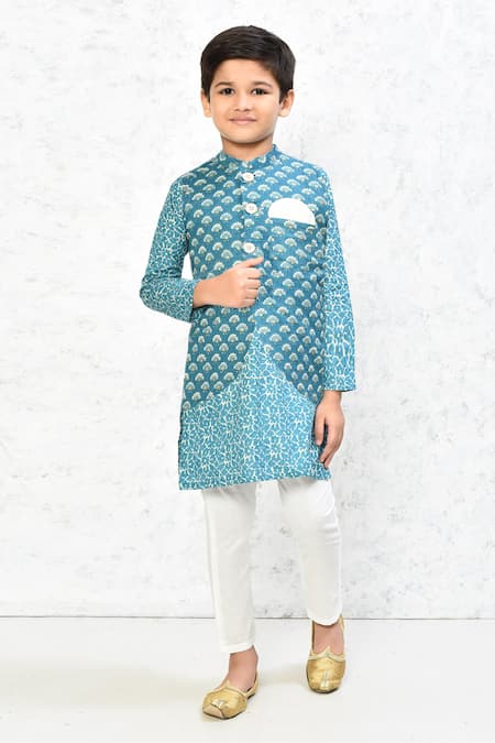 Buy Blue Art Banarasi Silk Nehru Jacket (NMK-6362) Online