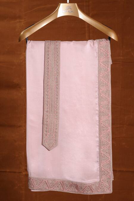 Nitika Gujral_Pink Embroidered Stole With Belt_Online_at_Aza_Fashions