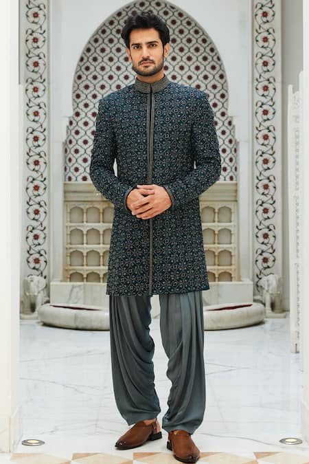 Nitika Gujral Raw Silk Embroidered Sherwani Set 