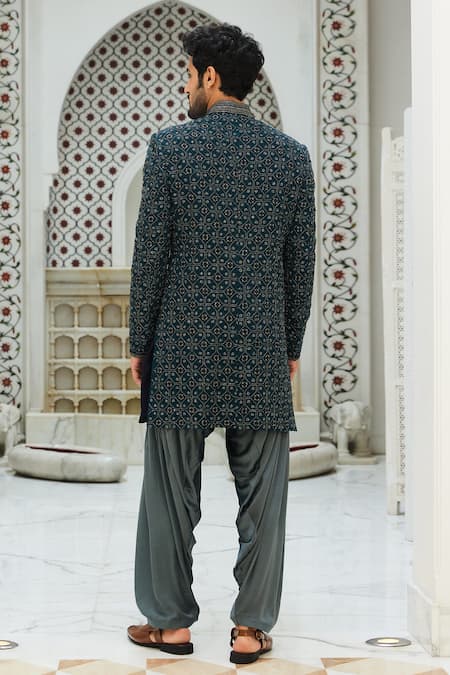 Nitika Gujral Raw Silk Embroidered Sherwani Set 