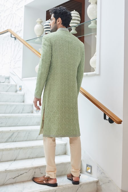 Nitika Gujral Tonal Resham Embroidered Sherwani Set 