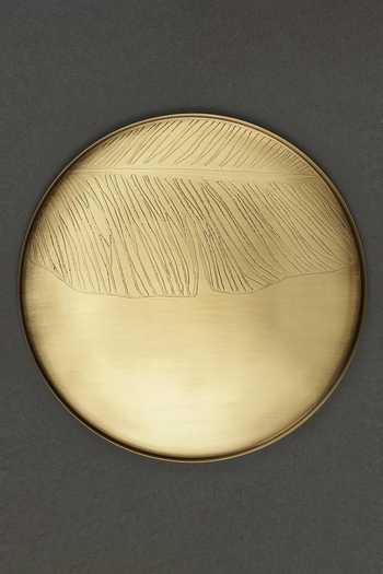 Shop Ritu Kumar Gold Brass Cochin Kansa Thali Single Pc at Aza Fashions Shop_Ritu Kumar_Gold Brass Cochin Kansa Thali Single Pc_at_Aza_Fashions
