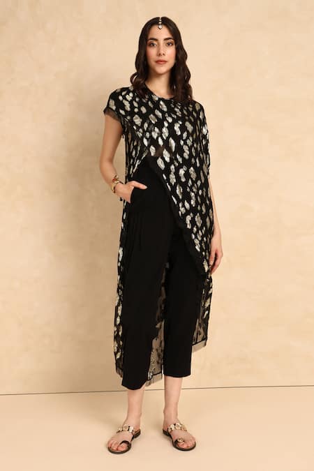 Style Junkiie Blossom Embroidered High Low Wrap Tunic 