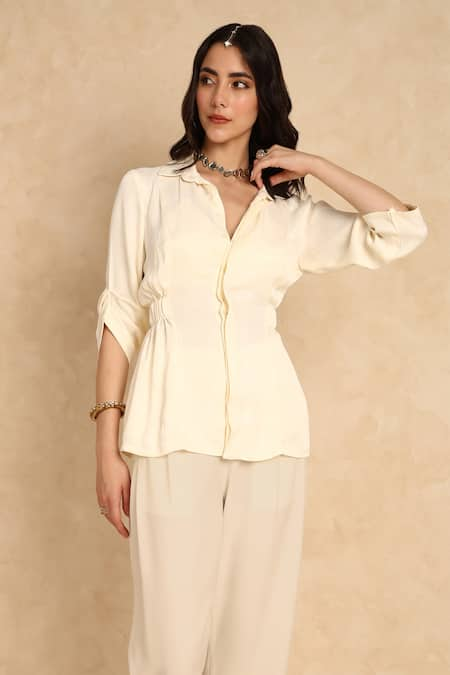 Style Junkiie Backless Satin Crepe Shirt 