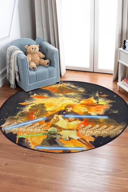Buy Qaaleen Multi Color Nylon Woven Yoda Circular Shaped Rug at Aza Fashions Buy_Qaaleen_Multi Color Nylon Woven Yoda Circular Shaped Rug_at_Aza_Fashions