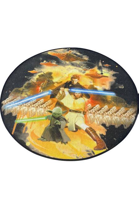 Buy Qaaleen Multi Color Nylon Woven Yoda Circular Shaped Rug Online at Aza Fashions Buy_Qaaleen_Multi Color Nylon Woven Yoda Circular Shaped Rug_Online_at_Aza_Fashions