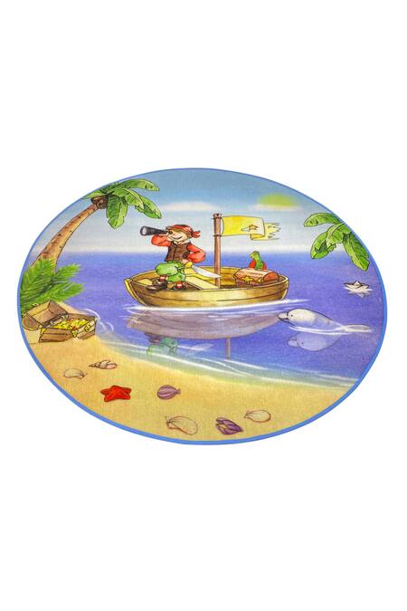 Buy_Qaaleen_Multi Color Nylon Woven The Voyage Circular Shaped Rug_Online_at_Aza_Fashions