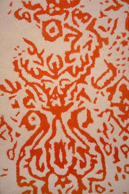 Shop Qaaleen White New Zealand Wool And Viscose Silk Opulence Carpet Online at Aza Fashions Shop_Qaaleen_White New Zealand Wool And Viscose Silk Opulence Carpet_Online_at_Aza_Fashions