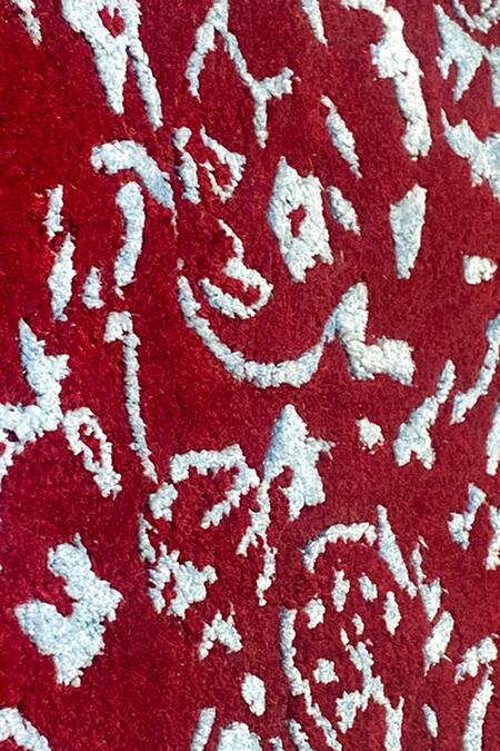 Buy_Qaaleen_Red New Zealand Wool And Viscose Silk Mohair Carpet_Online_at_Aza_Fashions