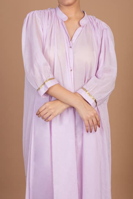 Buy Kalakari by Akanksha Purple Cotton Gota Patti Mandarin Collar Oversized Kurta With Salwar Online at Aza Fashions Buy_Kalakari by Akanksha_Purple Cotton Gota Patti Mandarin Collar Oversized Kurta With Salwar _Online_at_Aza_Fashions