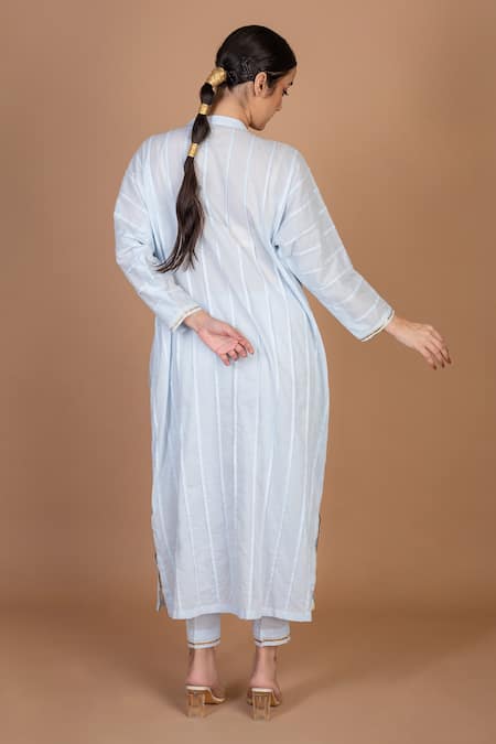 Kalakari By Akanksha Cotton Gota Work Placket Kurta With Pant 