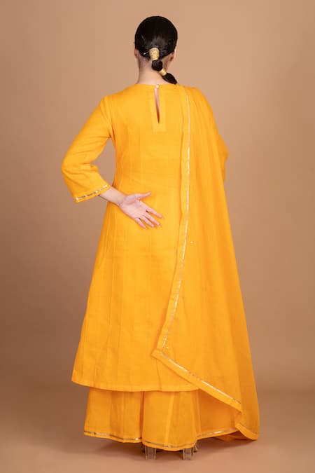 Kalakari By Akanksha Cotton Gota Work Placket Kurta Sharara Set 