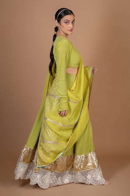 Kalakari By Akanksha Floral Scallop Embroidered Lehenga Set 