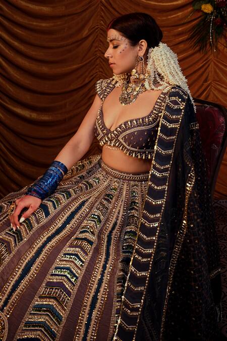 Buy Payal & Zinal Multi Color Velvet, Organza Sequins, Masakkali Embellished Bridal Lehenga Set Online at Aza Fashions Buy_Payal & Zinal_Multi Color Velvet, Organza Sequins, Masakkali Embellished Bridal Lehenga Set _Online_at_Aza_Fashions