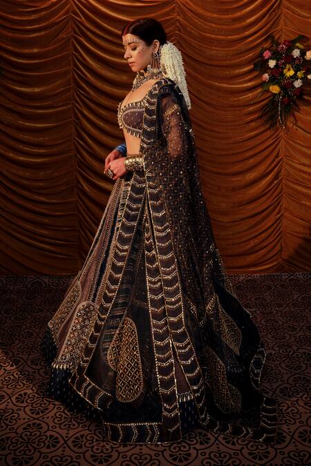 Shop Payal & Zinal Multi Color Velvet, Organza Sequins, Masakkali Embellished Bridal Lehenga Set Online at Aza Fashions Shop_Payal & Zinal_Multi Color Velvet, Organza Sequins, Masakkali Embellished Bridal Lehenga Set _Online_at_Aza_Fashions