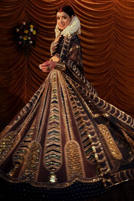 Payal & Zinal Multi Color Velvet, Organza Sequins, Masakkali Embellished Bridal Lehenga Set at Aza Fashions Payal & Zinal_Multi Color Velvet, Organza Sequins, Masakkali Embellished Bridal Lehenga Set _at_Aza_Fashions