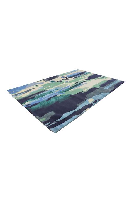 Qaaleen_Multi Color New Zealand Wool And Viscose Silk Emboss Downtown Carpet_Online_at_Aza_Fashions