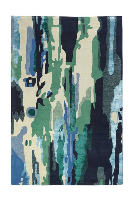 Buy_Qaaleen_Multi Color New Zealand Wool And Viscose Silk Emboss Downtown Carpet_Online_at_Aza_Fashions