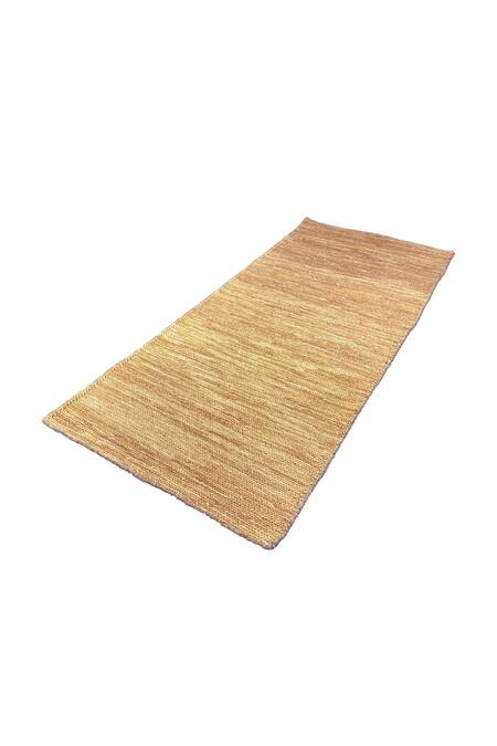 Qaaleen_Gold New Zealand Wool The Harvest Carpet_Online_at_Aza_Fashions