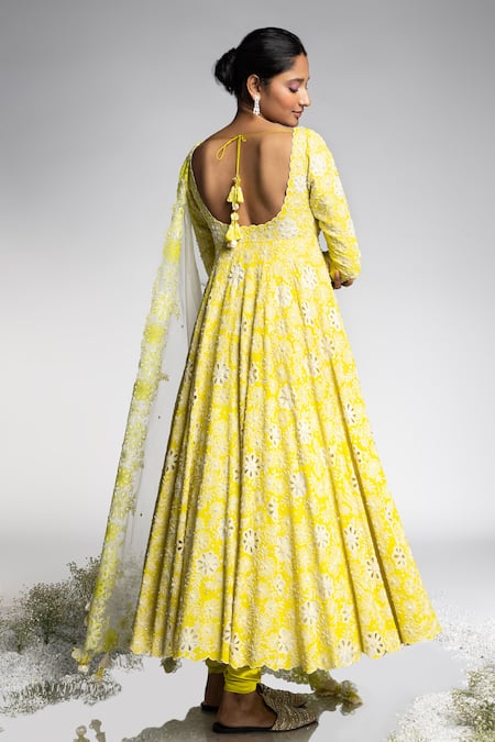 Madzin Floral Hand Embroidered Anarkali Set 