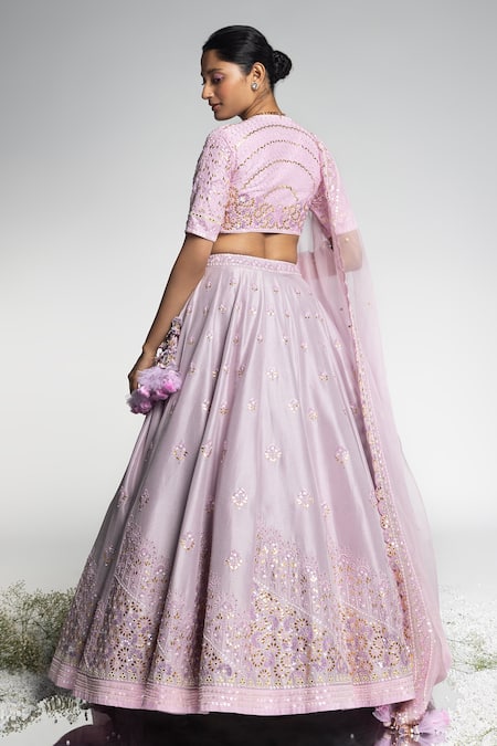 Madzin Floral Butti Hand Embroidered Bridal Lehenga Set 