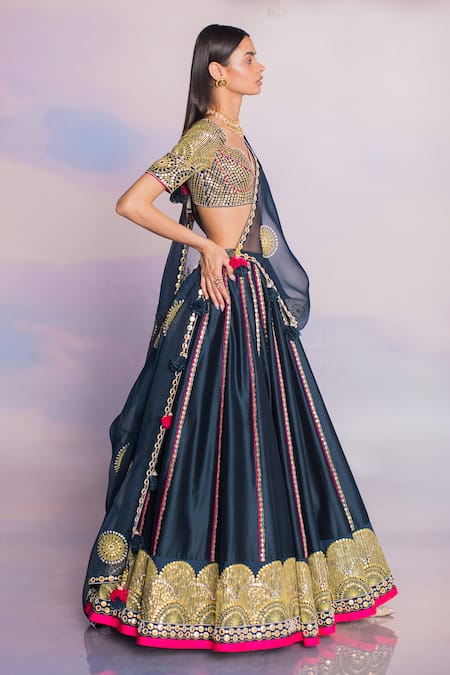 Madzin Sequins Hand Embroidered Bridal Lehenga Set 