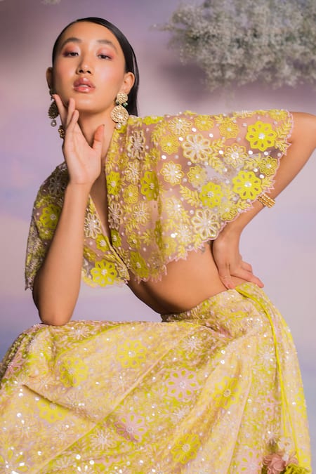 Madzin Floral Bloom Hand Embroidered Lehenga Set 