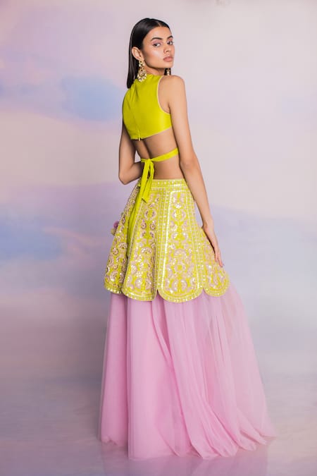 Madzin Floral Gota Embroidered Lehenga Set 