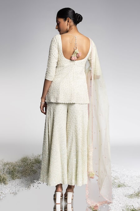 Madzin Aari Embroidered Kurta Sharara Set 