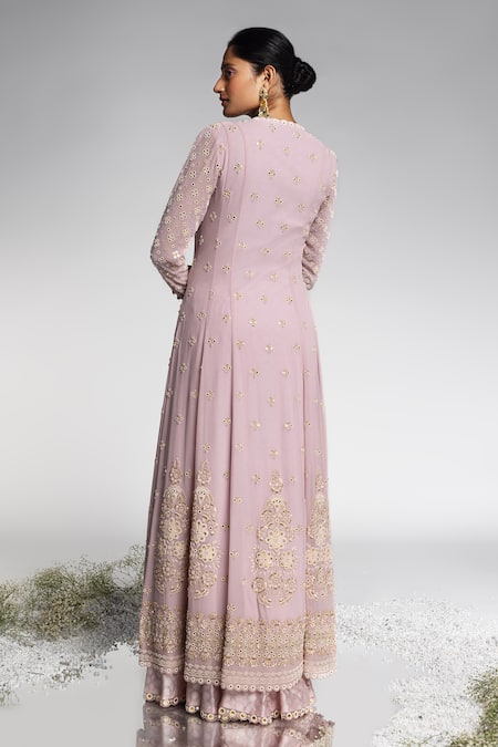 Madzin Hand Embroidered Kalidar Jacket With Sharara 