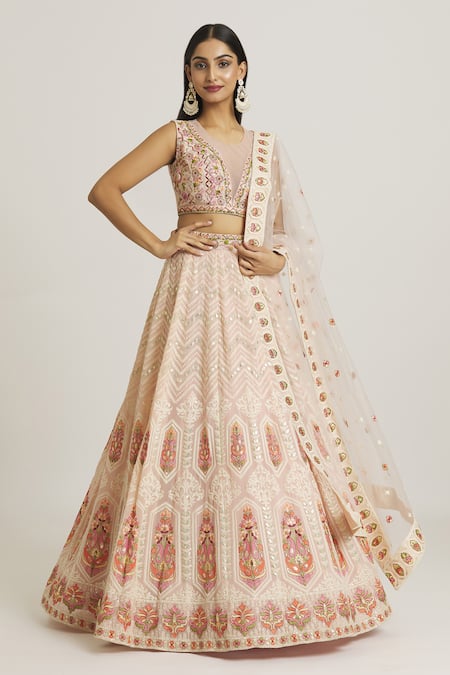 PAC FASHION CLOTHING Floral Embroidered Lehenga Set 