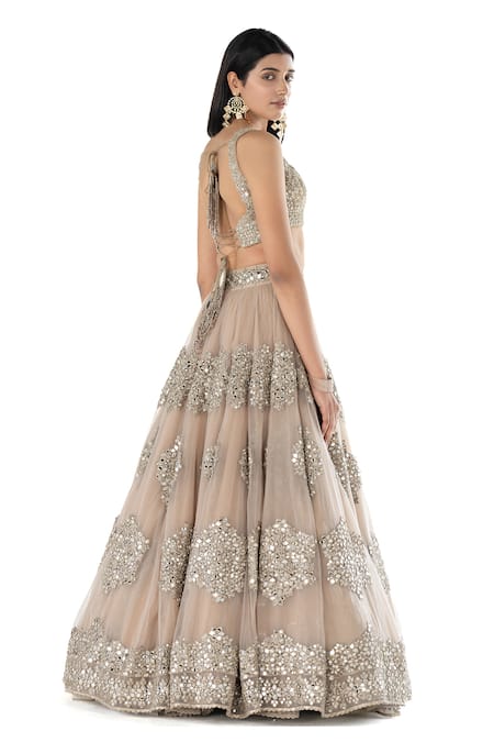 Abhinav Mishra Floral Butta Mirror Embroidered Bridal Lehenga Set 