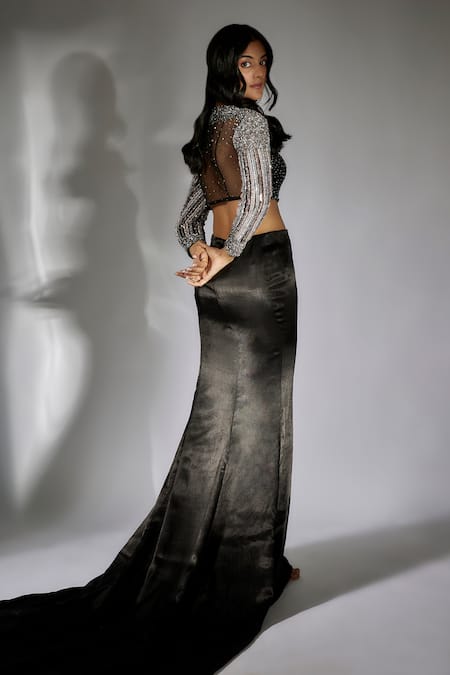 Masumi Mewawalla Sequin Embroidered Crop Top & Skirt Set 