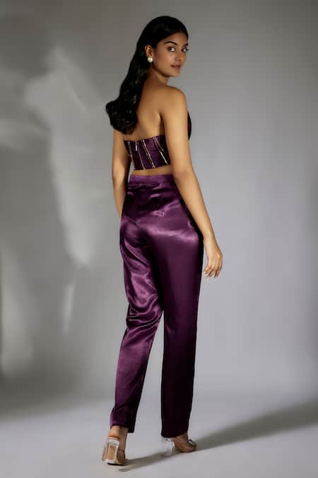 Masumi Mewawalla Geometric Applique Corset & Pant Set 