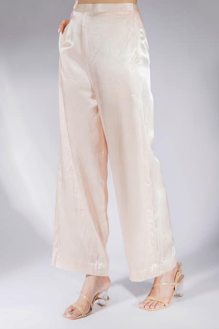 Masumi Mewawalla_Peach Maheshwari, Silk Sequins, Cut Work Placement Embroidered Blazer And Pant Set _Online_at_Aza_Fashions