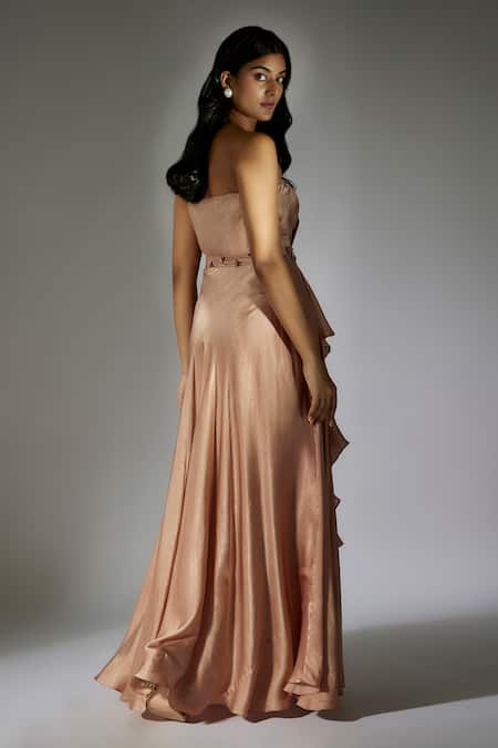 Masumi Mewawalla Waistband Embroidered Draped Dress 