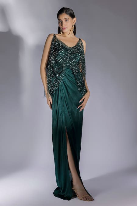 Masumi Mewawalla Embroidered Draped Dress 