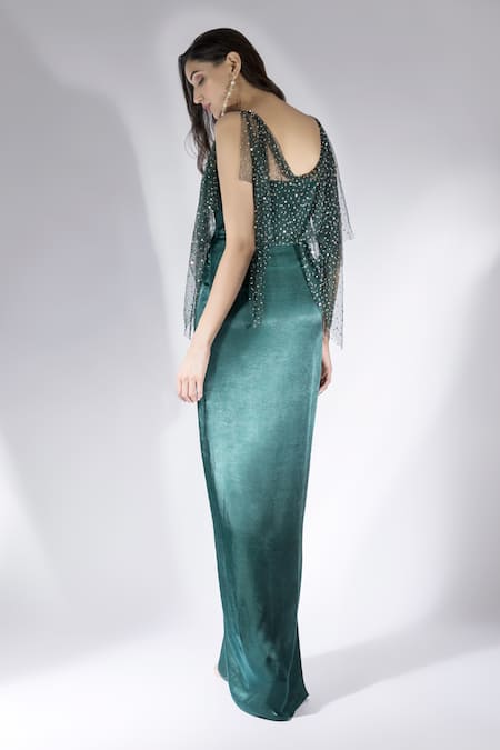 Masumi Mewawalla Embroidered Draped Dress 