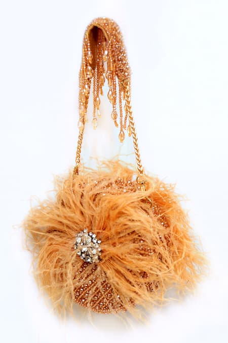Eena_Gold Embellished Crystal Clutch _Online_at_Aza_Fashions