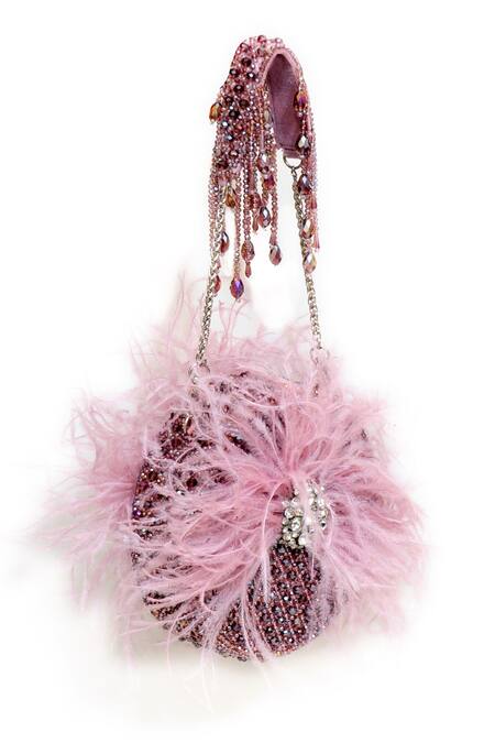 Eena Purple Embellished Fur Crystal Clutch Online at Aza Fashions Eena_Purple Embellished Fur Crystal Clutch _Online_at_Aza_Fashions