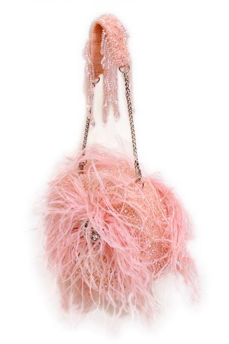 Eena_Pink Crystals, Beads Placed Rhinestone Embellished Clutch _Online_at_Aza_Fashions