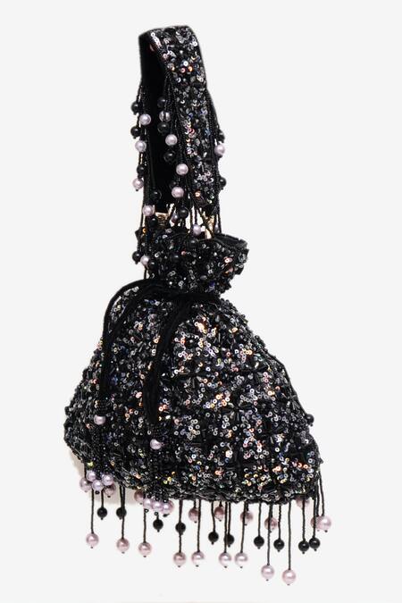 Buy Eena Black Embellished Sequin Potli Online at Aza Fashions Buy_Eena_Black Embellished Sequin Potli _Online_at_Aza_Fashions