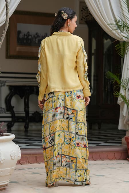 Gold & Multi Satin Wrap Around Skirt Sarong – Dupatta Bazaar