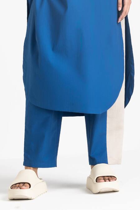 Buy Three Blue Poplin Round Applique Stripe Tunic And Pant Set Online at Aza Fashions Buy_Three_Blue Poplin Round Applique Stripe Tunic And Pant Set _Online_at_Aza_Fashions